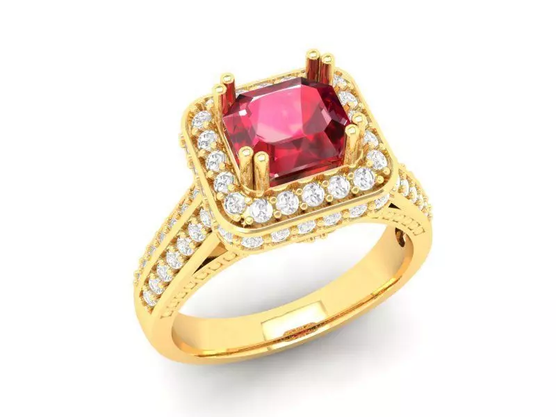 Luxury Princess Cut Gemstone Engagement Ring for Women 487 3D print model