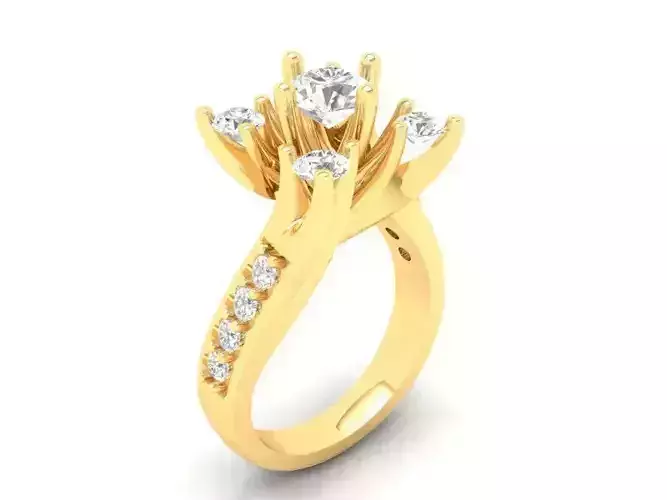 3D Model Artistic Twist Diamond Ring 488