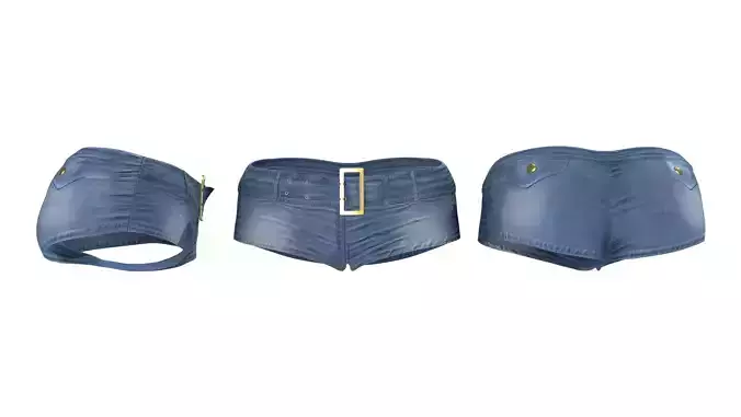 Denim Belt Mini Denim Shorts