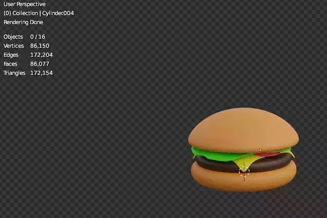A Cute Cartoon Beef Burger 3D Model