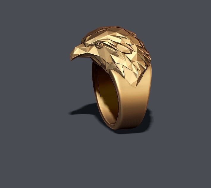 Eagle ring low poly v2 3D print model_1