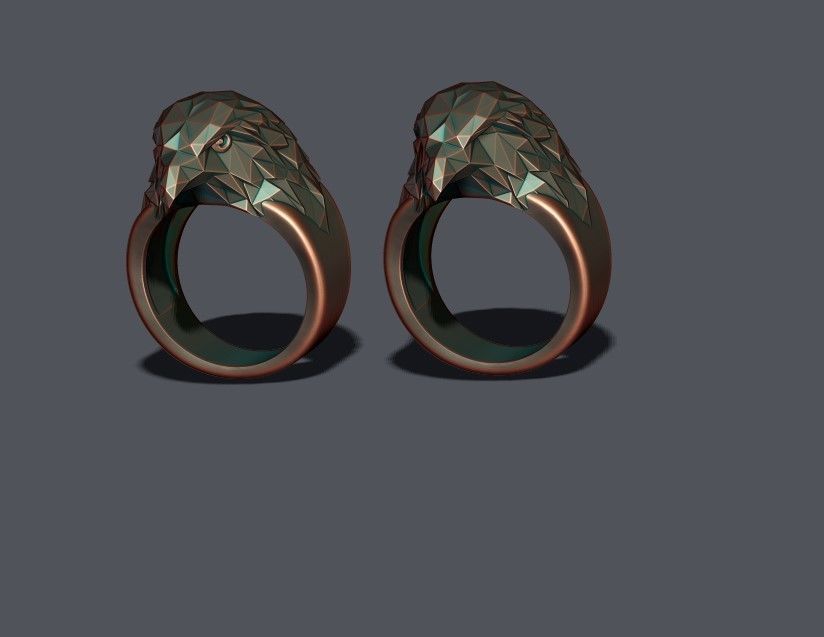 Eagle ring low poly v2 3D print model_7
