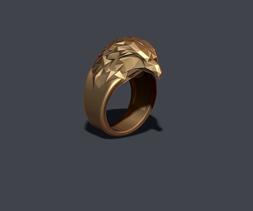 Eagle ring low poly v2 3D print model_4