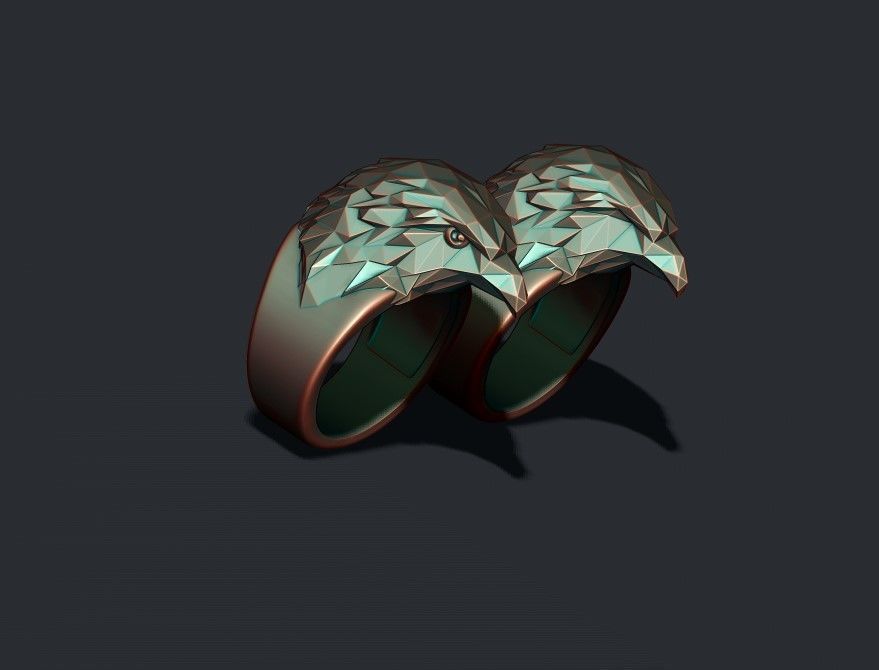 Eagle ring low poly v2 3D print model_6