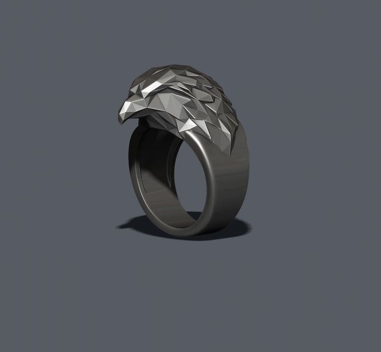 Eagle ring low poly v2 3D print model_3