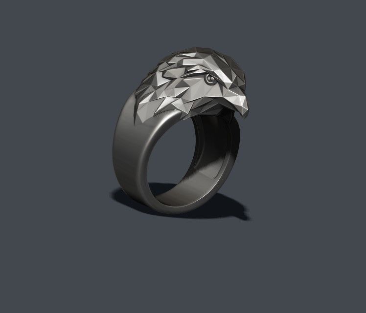 Eagle ring low poly v2 3D print model_2