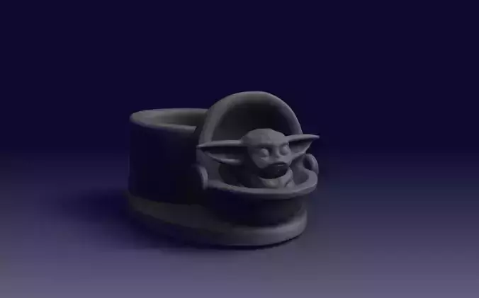 Baby Yoda flower pot and microgreens 3d print model