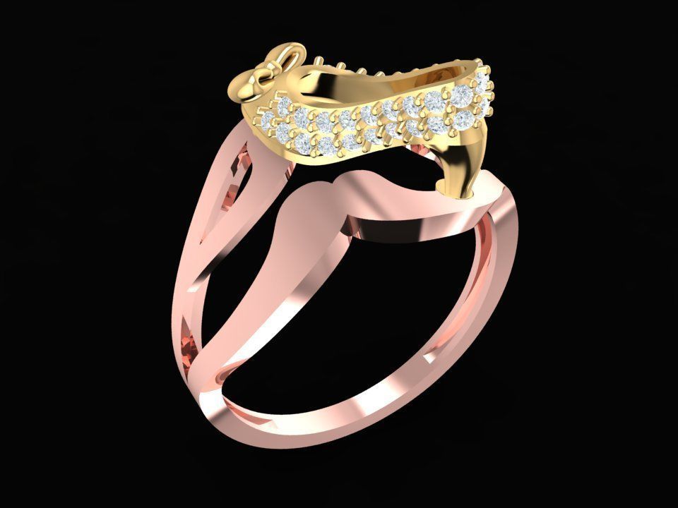 Modern Curved Diamond Women Ring Luxury Jewelry 3D Model 494 3D print model_12