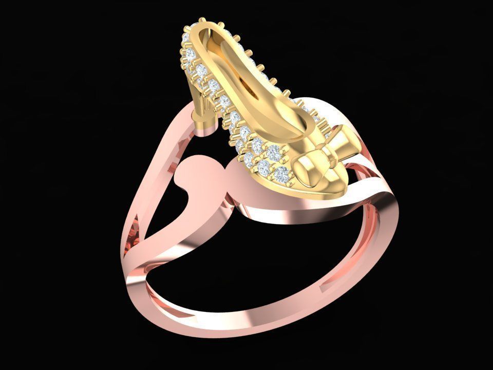 Modern Curved Diamond Women Ring Luxury Jewelry 3D Model 494 3D print model_11