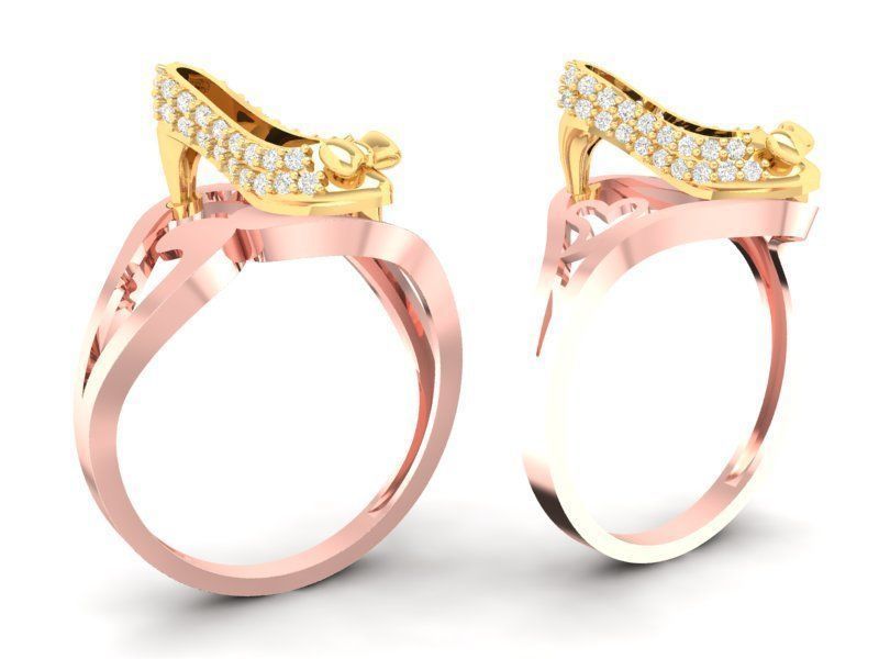 Modern Curved Diamond Women Ring Luxury Jewelry 3D Model 494 3D print model_5