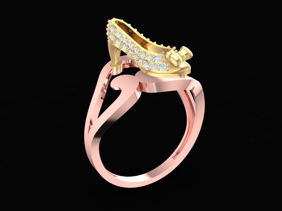 Modern Curved Diamond Women Ring Luxury Jewelry 3D Model 494 3D print model_10