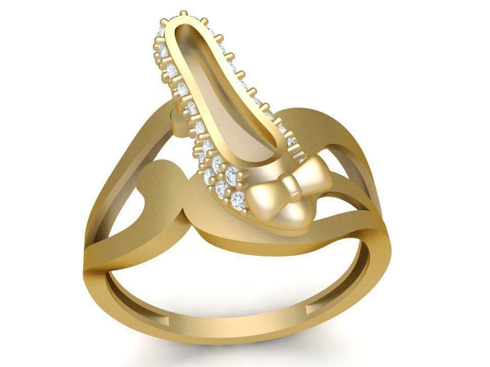 Modern Curved Diamond Women Ring Luxury Jewelry 3D Model 494 3D print model_8