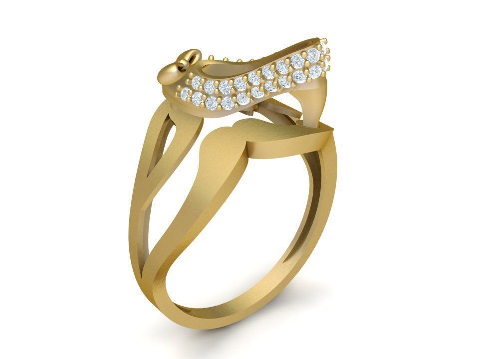 Modern Curved Diamond Women Ring Luxury Jewelry 3D Model 494 3D print model_7