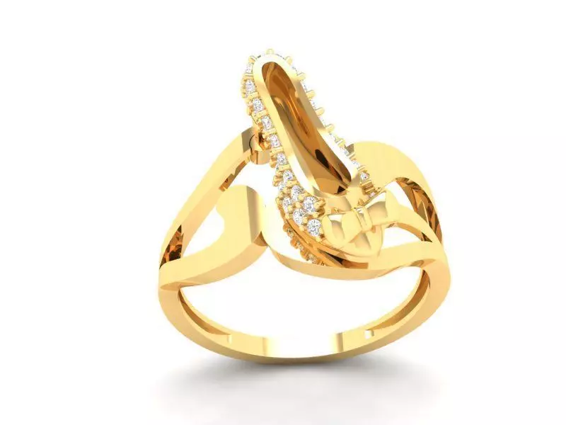 Modern Curved Diamond Women Ring Luxury Jewelry 3D Model 494 3D print model_0
