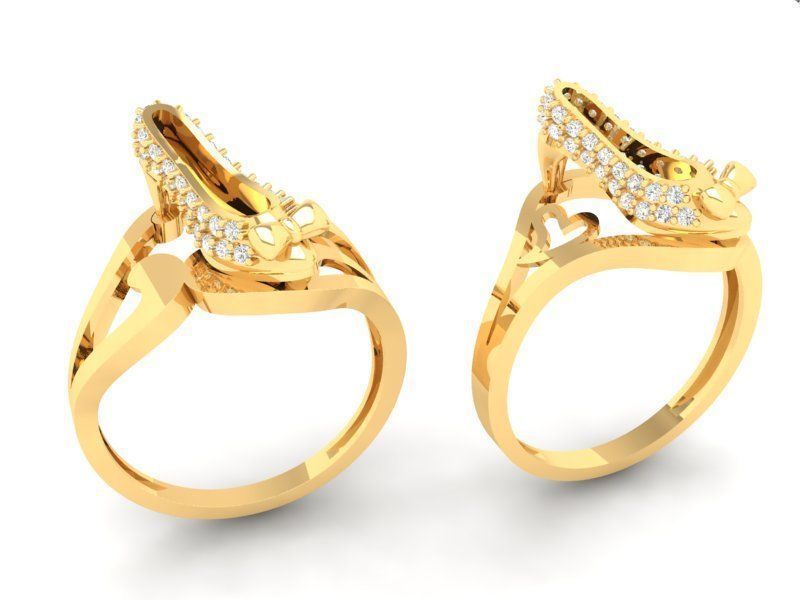 Modern Curved Diamond Women Ring Luxury Jewelry 3D Model 494 3D print model_3