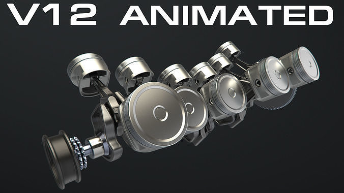 V12 Engine Working Animated 3D model