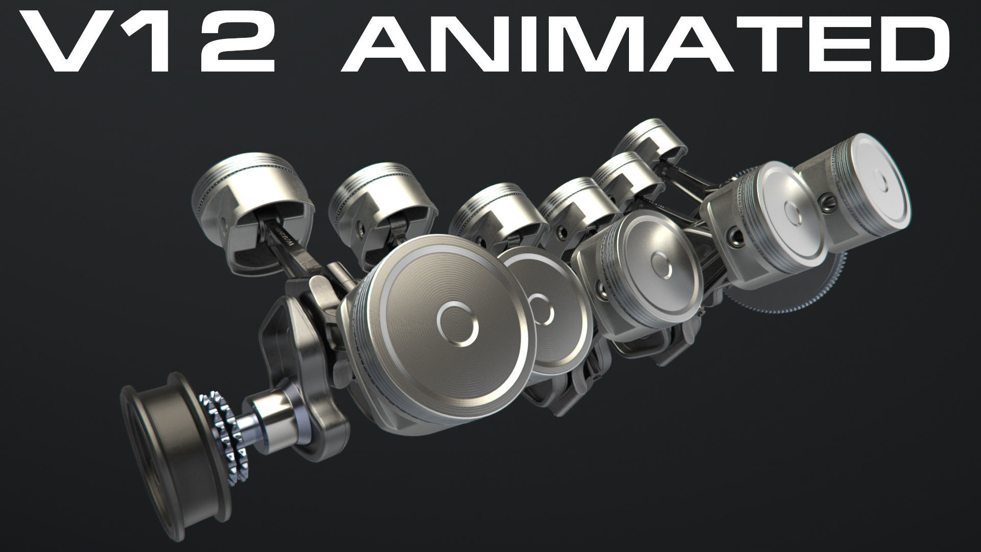 V12 Engine Working Animated 3D model animated rigged | CGTrader