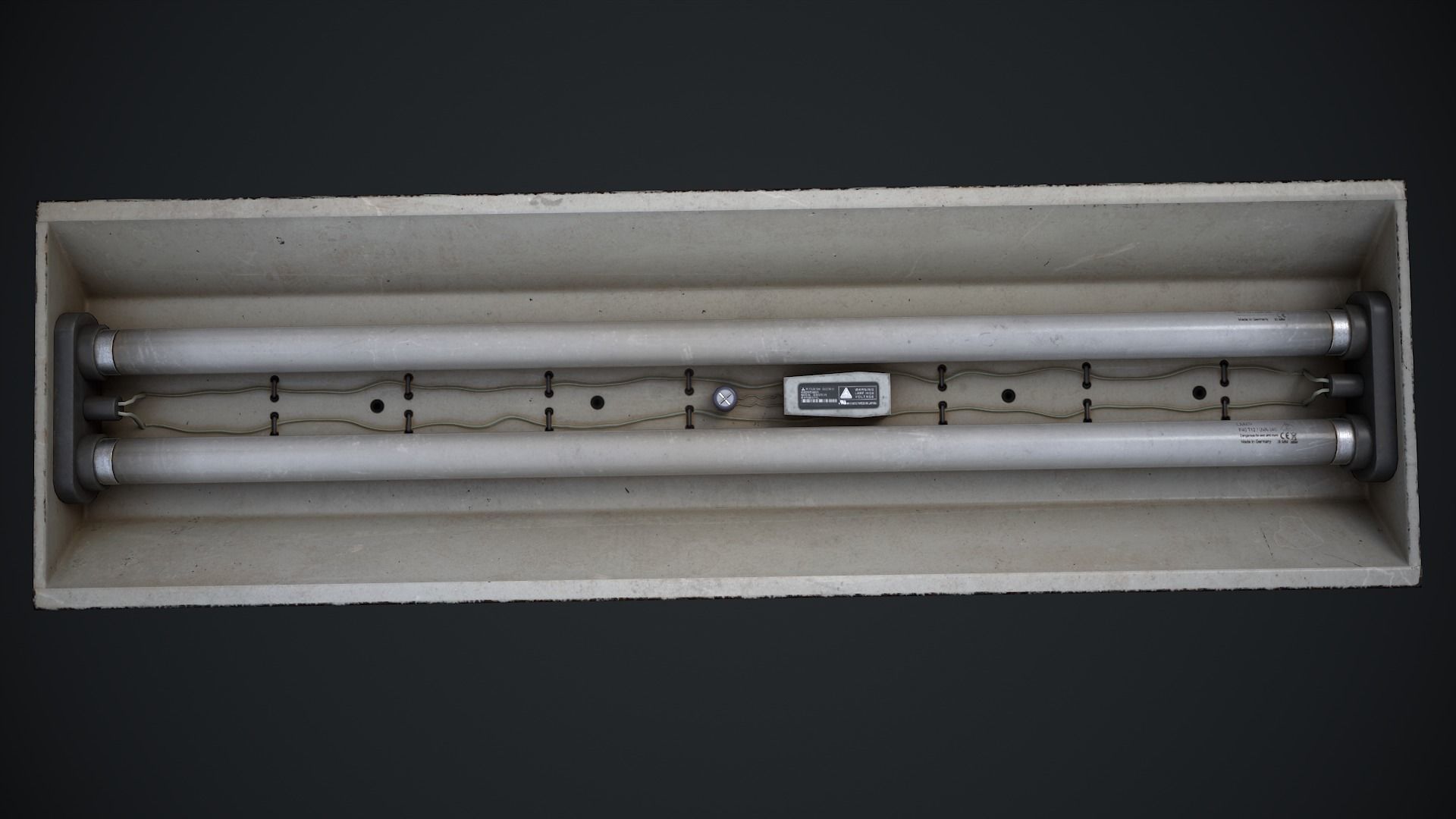 Industrial Fluorescent lamp Low-poly 3D model_1