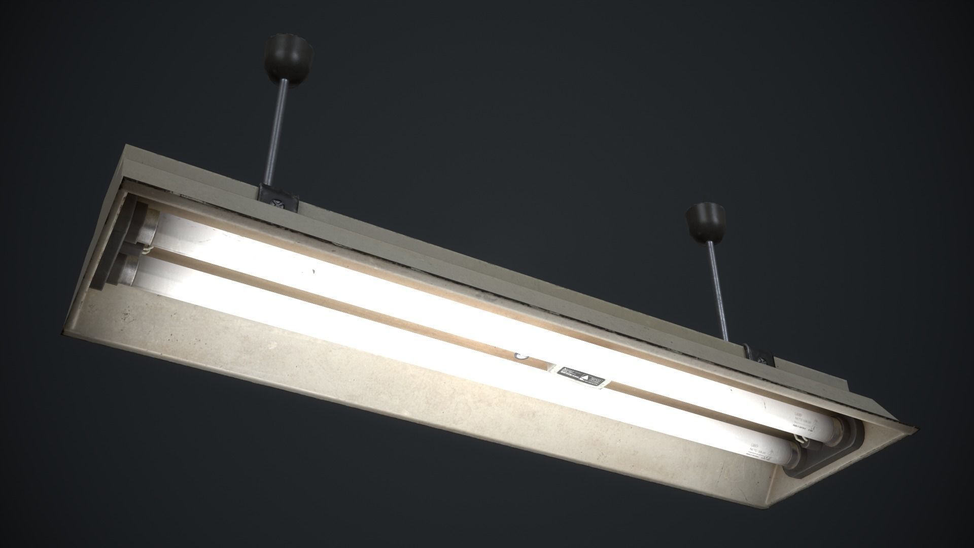 Industrial Fluorescent lamp Low-poly 3D model_3