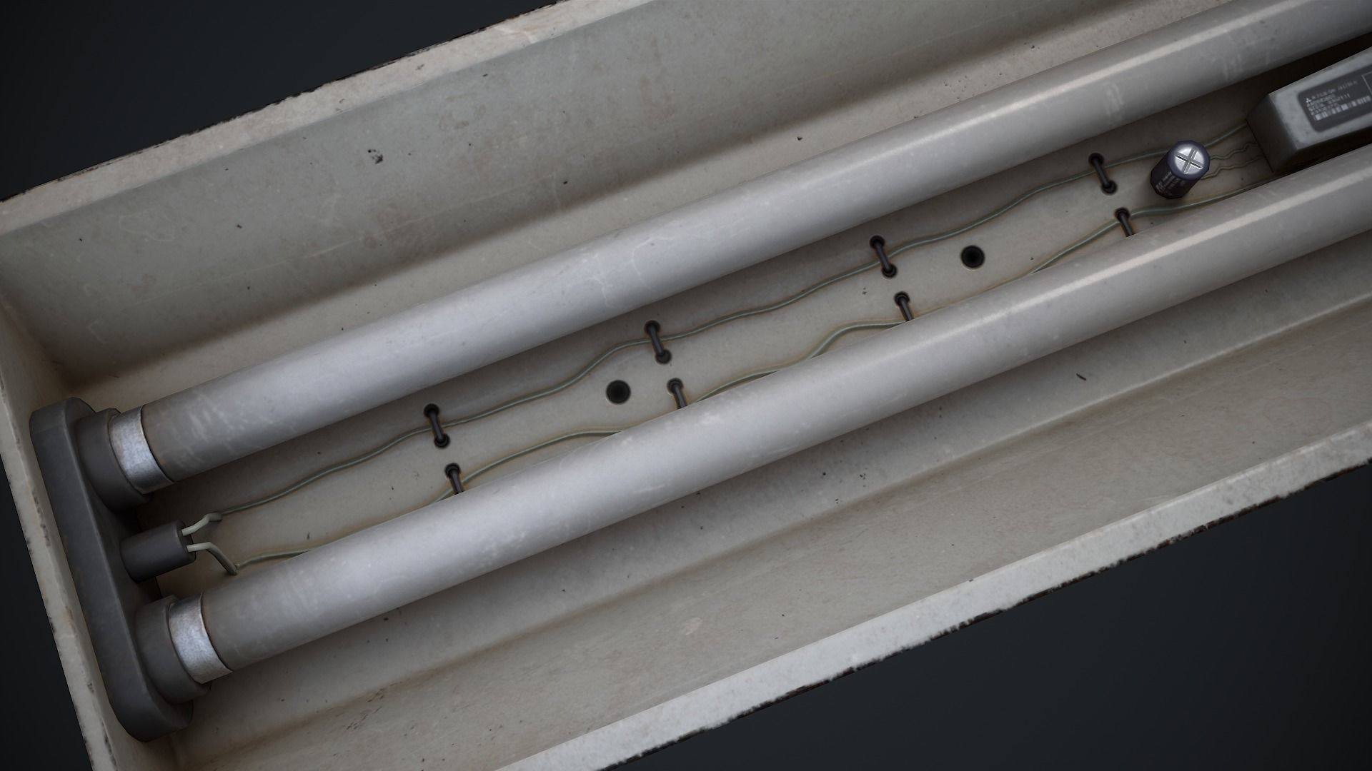 Industrial Fluorescent lamp Low-poly 3D model_5