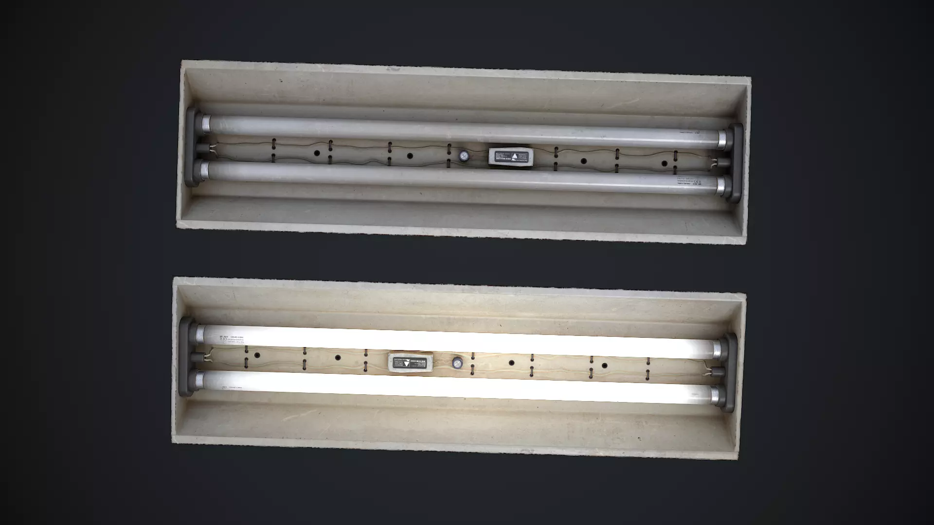 Industrial Fluorescent lamp Low-poly 3D model_0