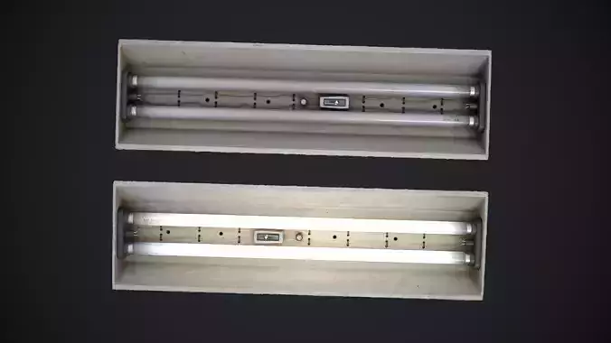 Industrial Fluorescent lamp Low-poly 3D model