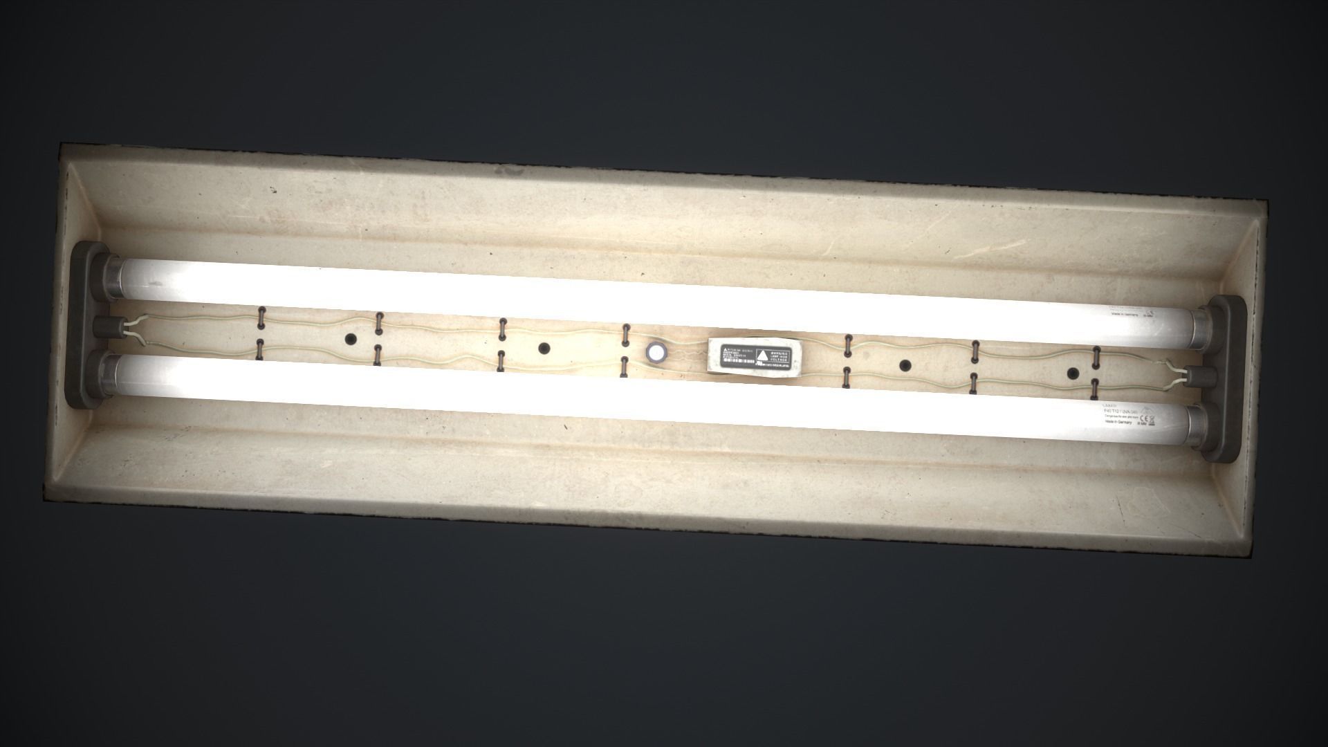 Industrial Fluorescent lamp Low-poly 3D model_2