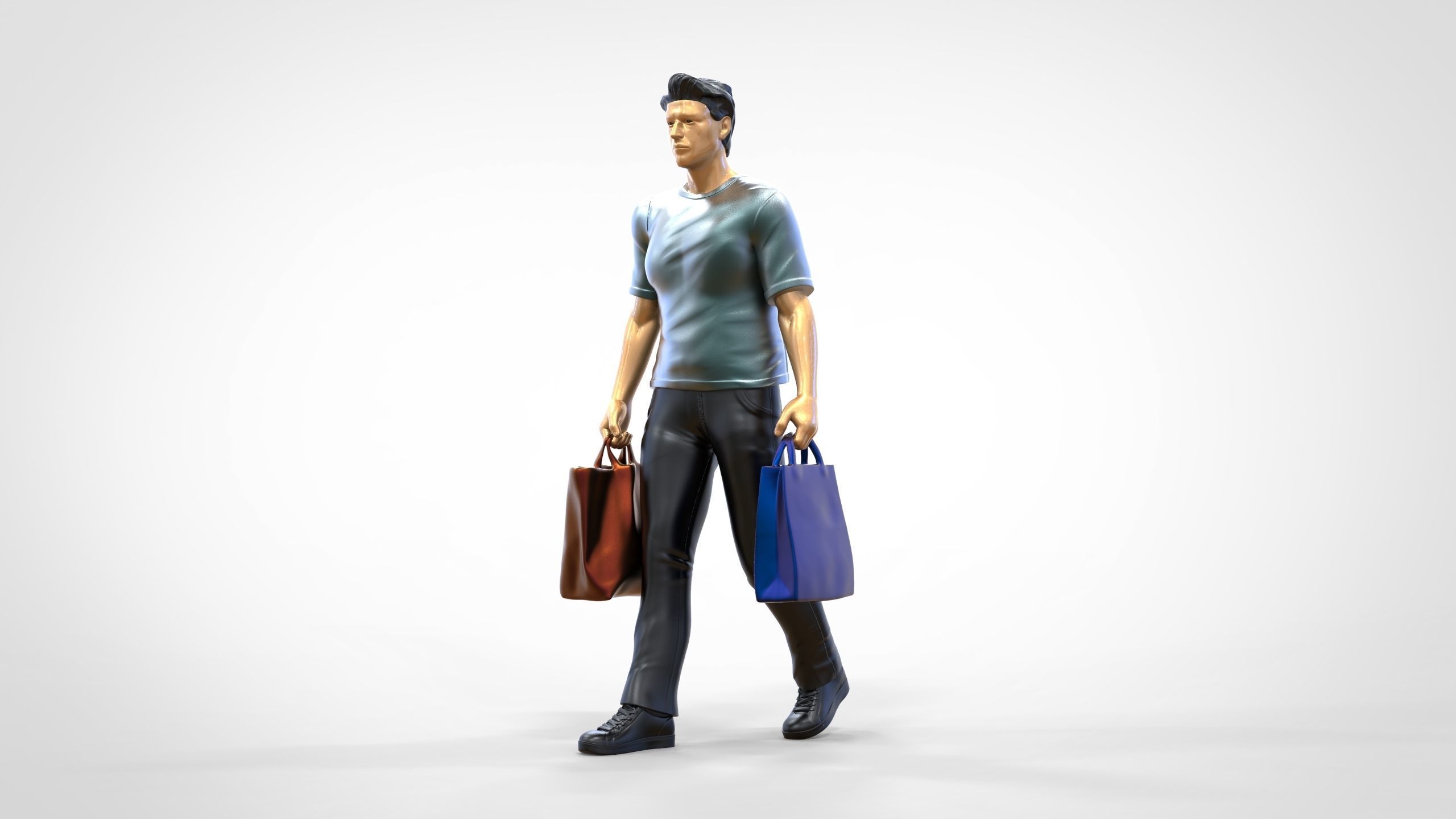 N1 Man in shopping with shopping bags 3D print model_17