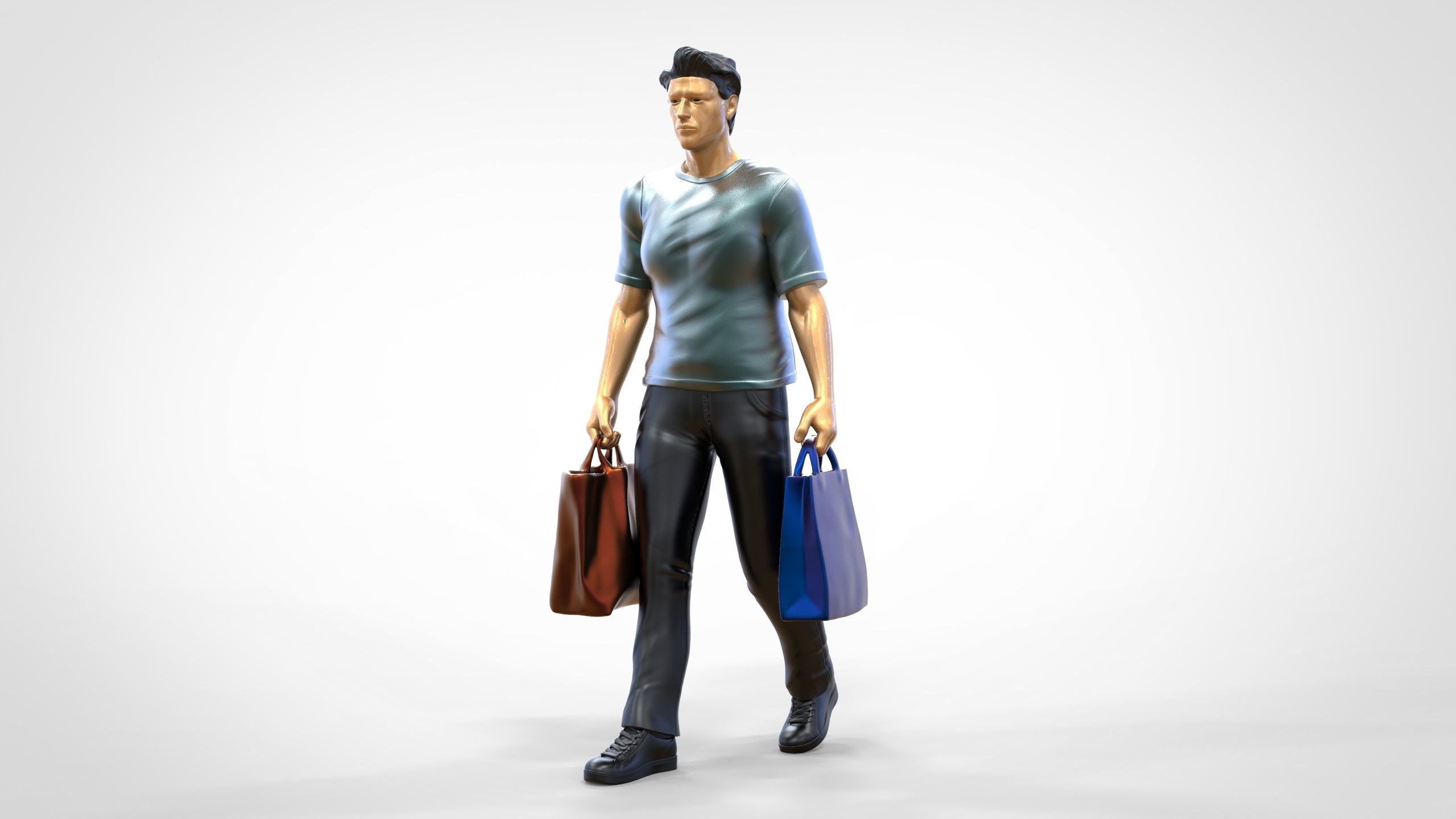 N1 Man in shopping with shopping bags 3D print model_2