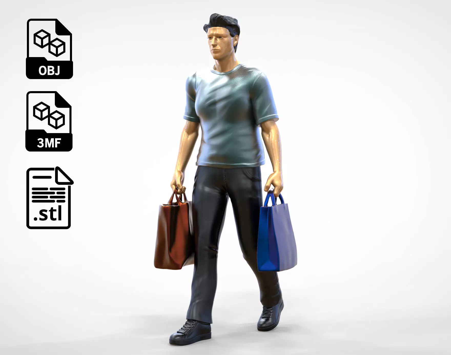 N1 Man in shopping with shopping bags 3D print model_0