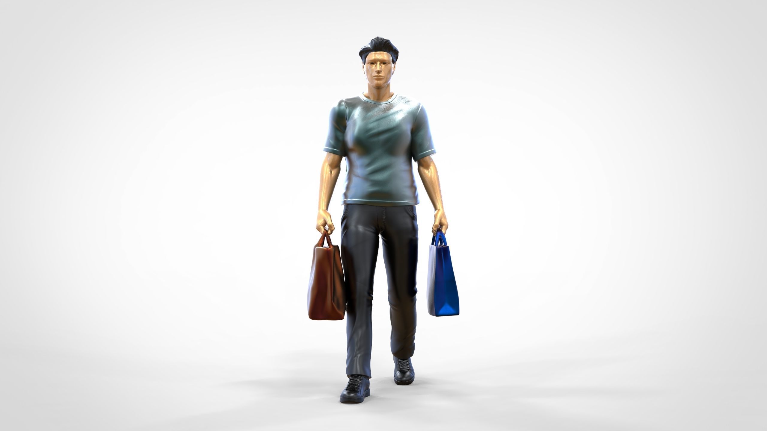 N1 Man in shopping with shopping bags 3D print model_19