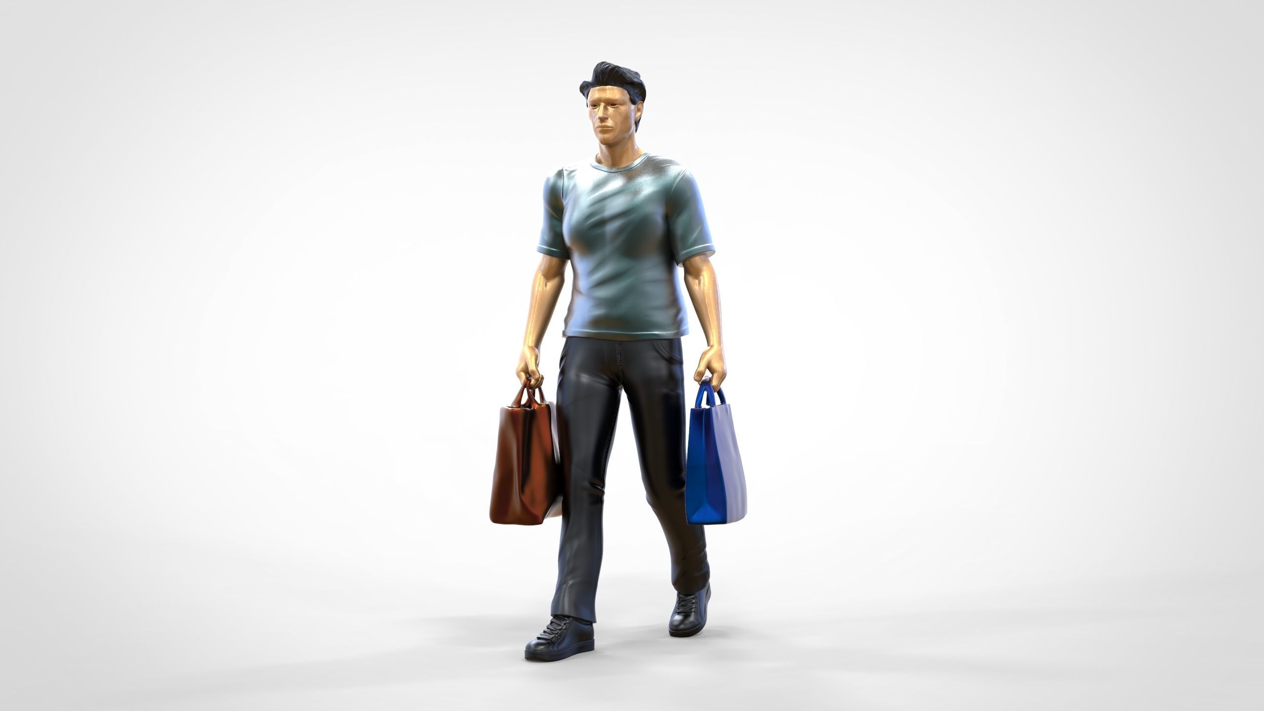 N1 Man in shopping with shopping bags 3D print model_18