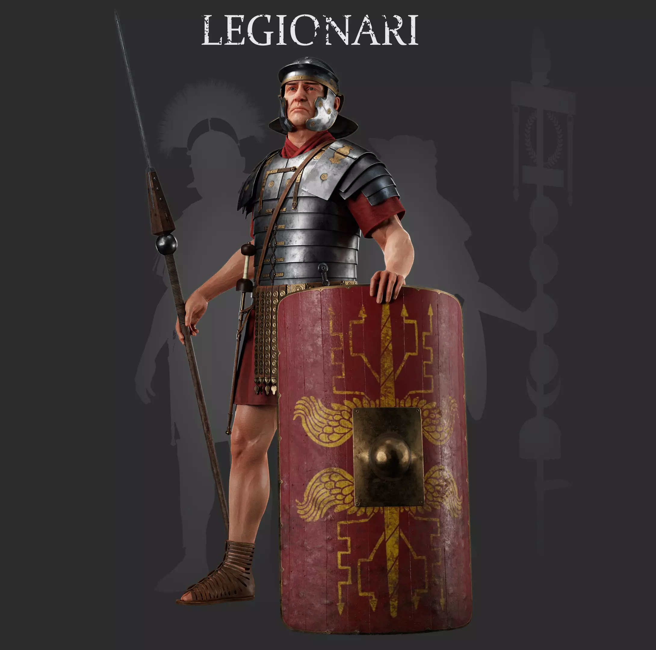 ROMAN LEGIONARY SOLDIER Low-poly 3D model