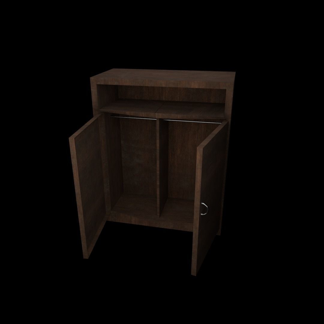 cupboard wooden wardrobe Low-poly 3D model_1