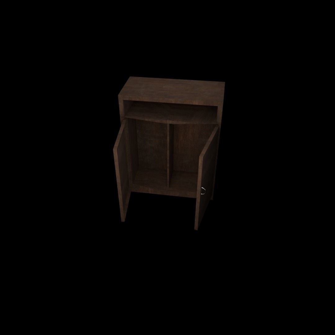 cupboard wooden wardrobe Low-poly 3D model_4