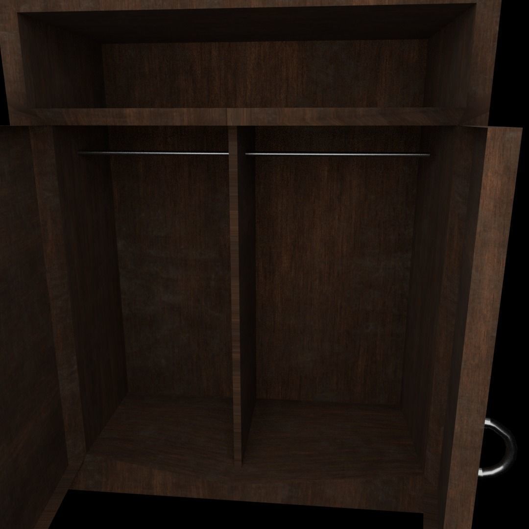 cupboard wooden wardrobe Low-poly 3D model_2