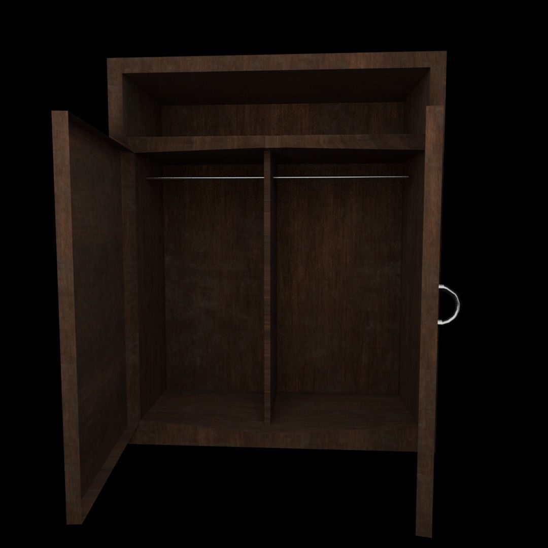 cupboard wooden wardrobe Low-poly 3D model_3