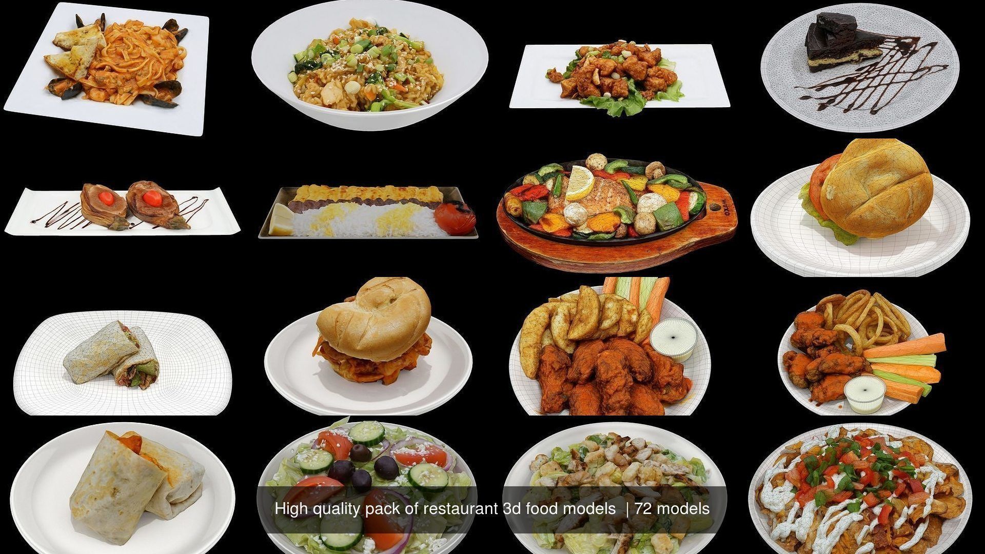 High quality pack of restaurant 3d food models  3D Model Collection_100