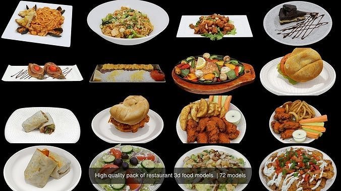 High quality pack of restaurant 3d food models 2