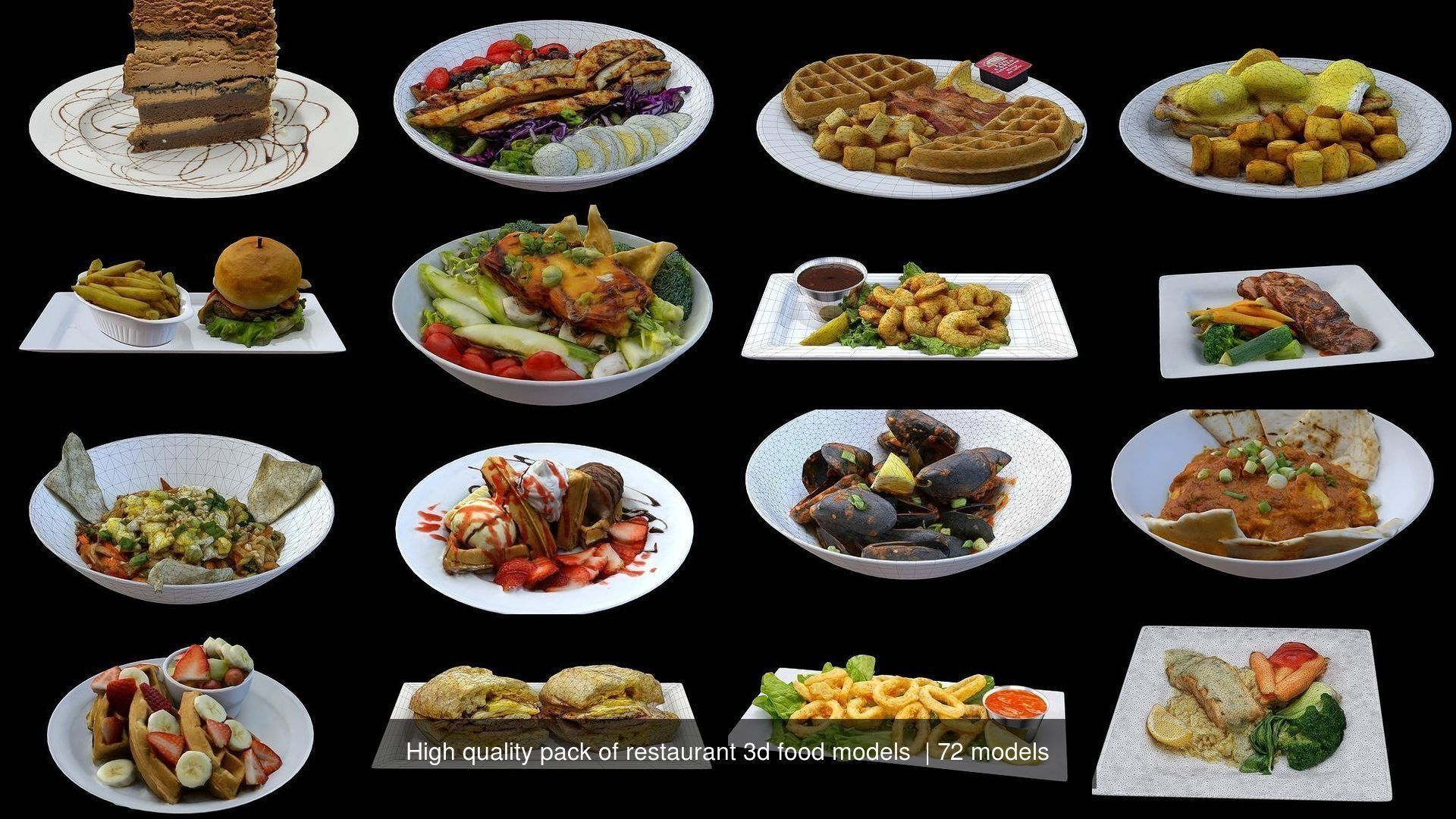 High quality pack of restaurant 3d food models  3D Model Collection_96