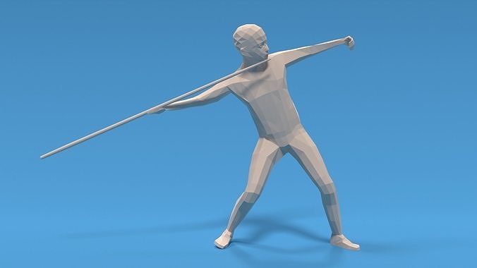 Low Poly Kid Javelin Throw Low-poly 3D model