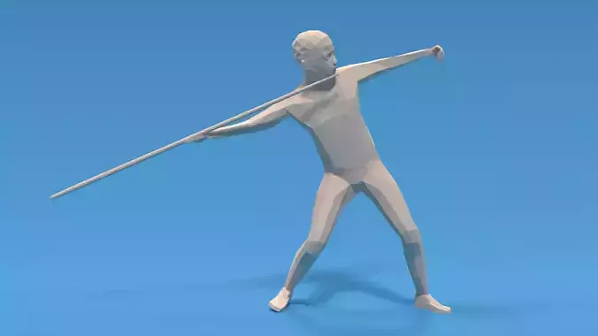 Low Poly Kid Javelin Throw Low-poly 3D model