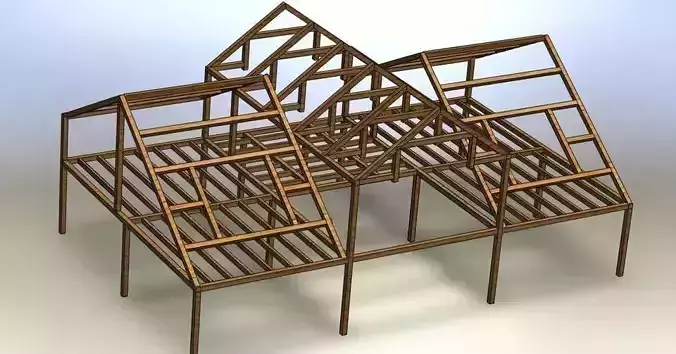 Timber frame of wooding house