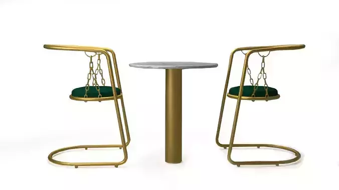 Set chair and table Free 3D model