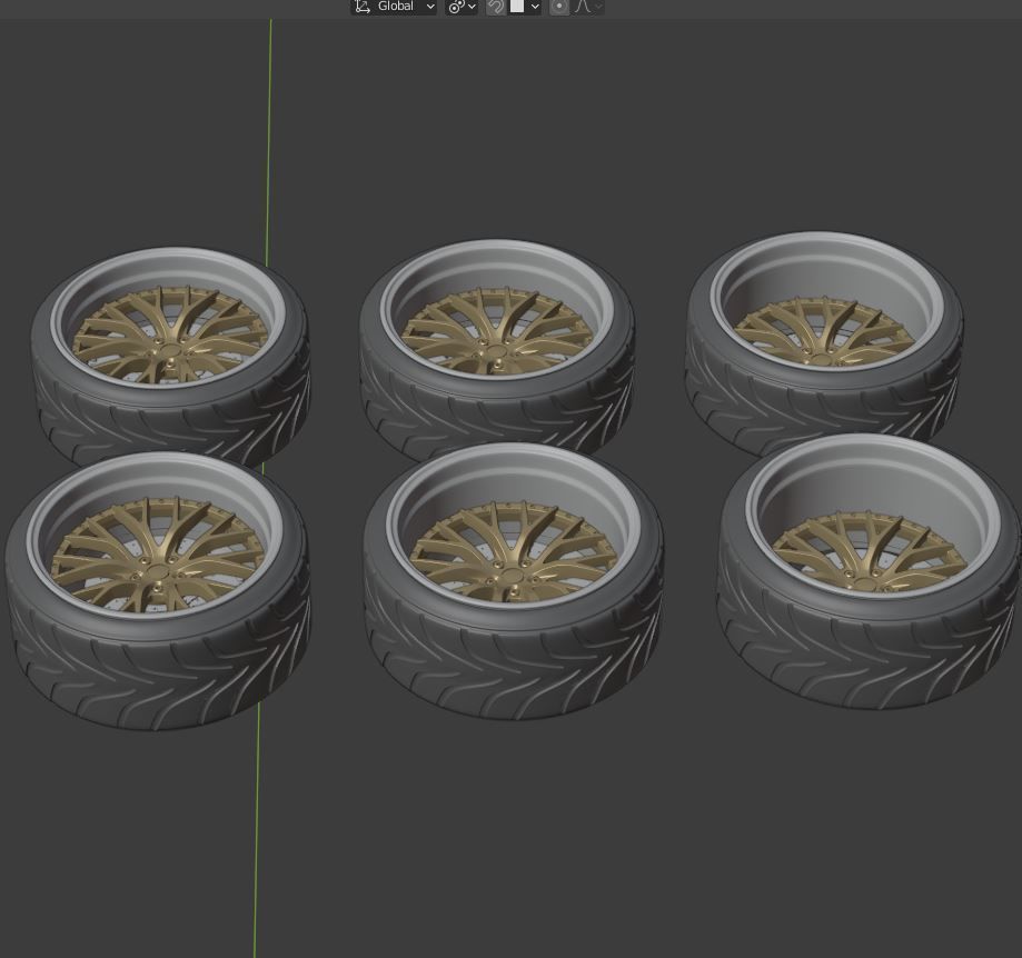 LXS WHEEL SET FRONT AND REAR 3 OFFSETS STL Miniatures 3D print model_6