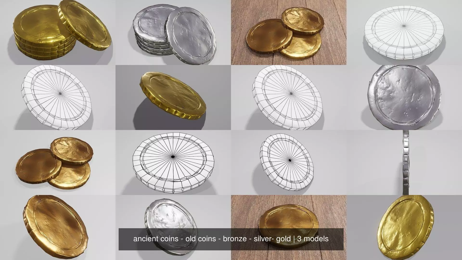 ancient coins - old coins - bronze - silver- gold 3D Model Collection_1