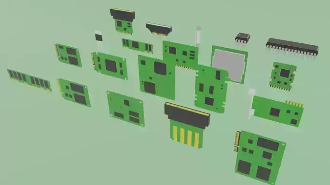 Lowpoly Electronic Components