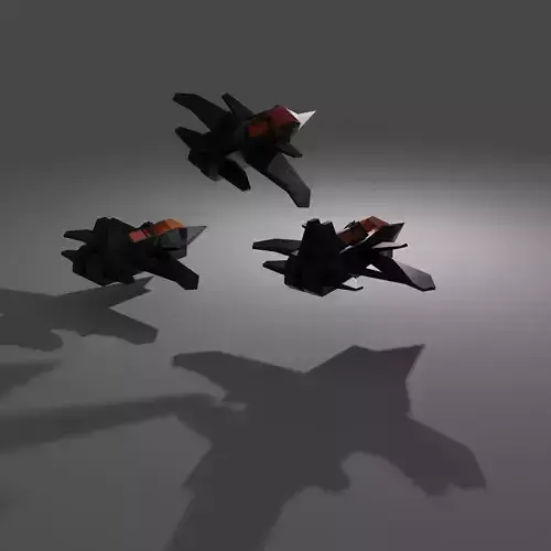 3D Low Poly Plane two fighter jets flying in air