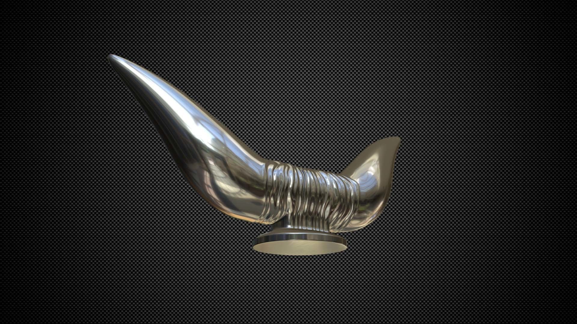 bull hood ornament 3D model_4