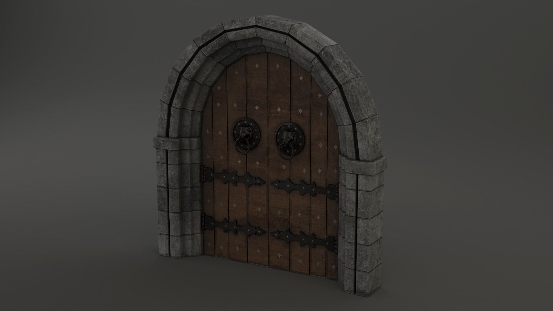 Medieval Door Pack 25 X Unique Doors Low-poly 3D model_9